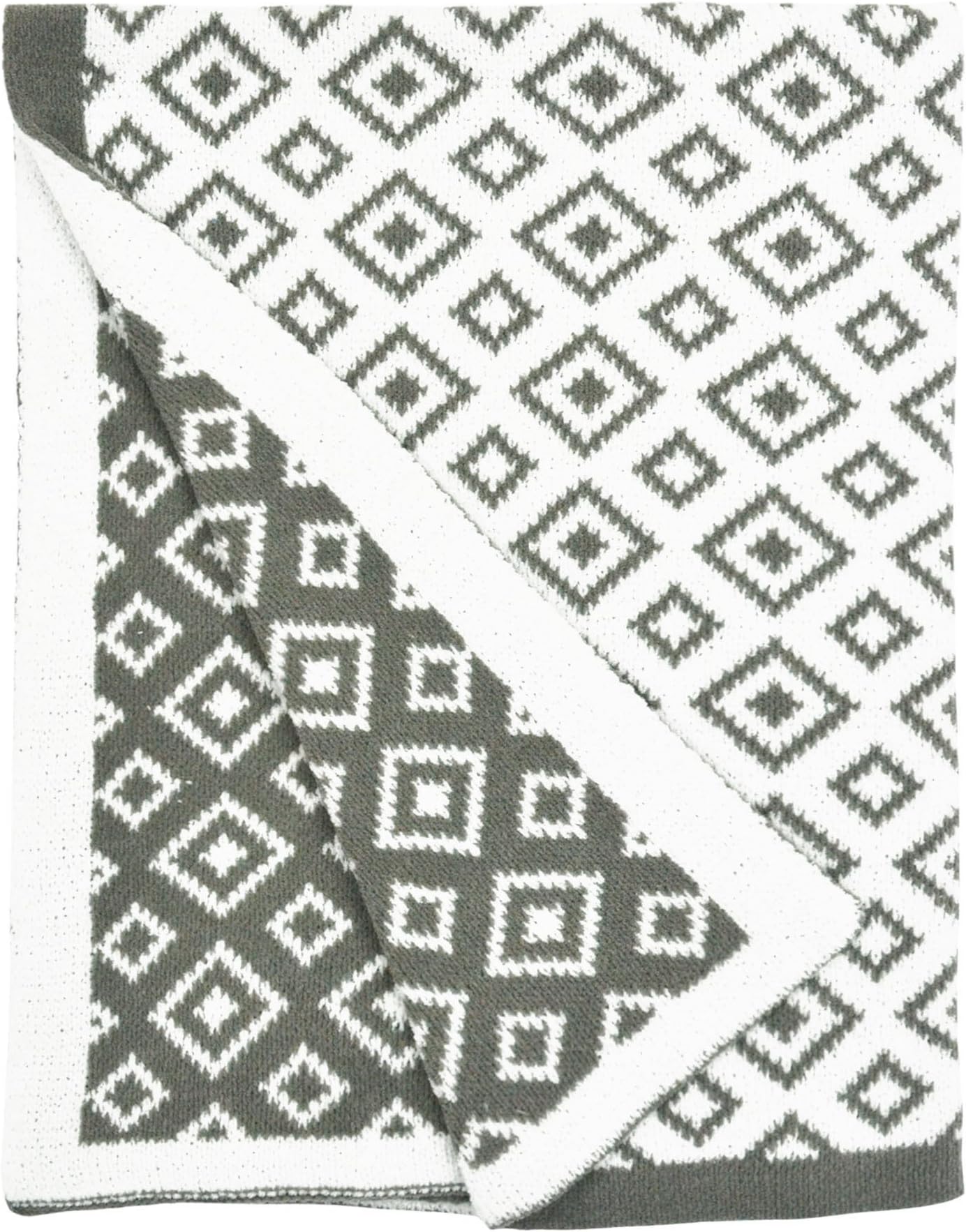 Sydney Reversible Chenille Blanket - Grey Geo