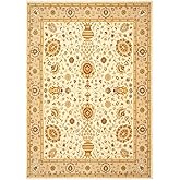 SAFAVIEH Tuscany Collection Area Rug - 5'3" x 7'6", Ivory & Camel, Traditional Oriental Wool Design, Ideal for High Traffic A