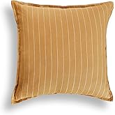 Solino Home Linen Pillow Cover 20 x 20 Inch - 100% European Flax Camel and White Stripe Decorative Throw Pillow Case with Invisible Zipper - Santa Barbara, Cushion Cover for Couch, Sofa, Bed, Chair