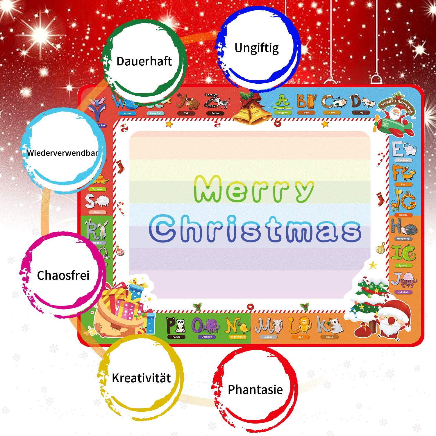 PHYLES Wasser Zeichnen Matte, Super Deluxe 100 * 70 cm Aqua Drawing Painting Mat , kein Chaos Färben & Zeichnen Spiel, Lernspielzeug & Magic Doodle Malmatte für Kleinkinder ab 3 Jahren (groß)