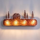 TOCHIC Rustic Bathroom Light Fixtures, 4 Lights Farmhouse Bathroom Vanity Light Over Mirror Dimmable, Western Vintage Sconces
