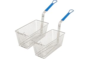 Cuisine Ready Deep Fryer Basket | 2 Pack | Commercial Fry Basket with Handle | 13.25" x 6.5" x 5.9" | Heavy Duty Restaurant Quality
