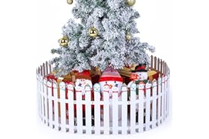 Sasylvia Christmas Fence Decorations Xmas Wooden Picket Fences Xmas Tree Fences Holiday Indoor Fence for Dogs Pets Christmas Tree Garden Grass Lawn Home Decoration(30 PCS,12’’H)