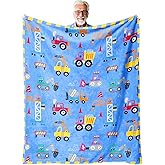 Construction Truck Flannel Blanket - 60"x50" Soft Throw for Kids, Excavator Design Gift for Truck Lovers, Perfect for Christmas Birthdays, All-Season Playtime Comfort