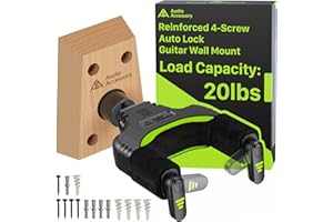 AA AUDIO ACCESSORY Never Fall Off Design 4-Screw Base Guitar Wall Mount Auto Lock, Nitro-Safe Velvet, Adaptive Angle Guitar Wall Hanger for Heavy Classical,Acoustic,Folk,Electric Guitar, Bass,Mandolin