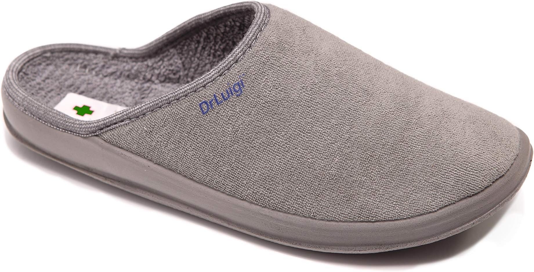 Medical Slippers for Men - Memory Foam Shoes Indoor Outdoor Italian Cotton - Made in EU - Relieves Pressure, Improves Peripheral Blood Circulation