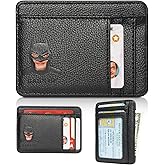Dark ID Slim Leather Wallet for Men - Minimalist RFID Blocking Front Pocket Wallet - Superhero Face Eyes Cutout Card Holder for Him Dad Son Husband Boyfriend – Valentines Birthday Father’s Day Gift