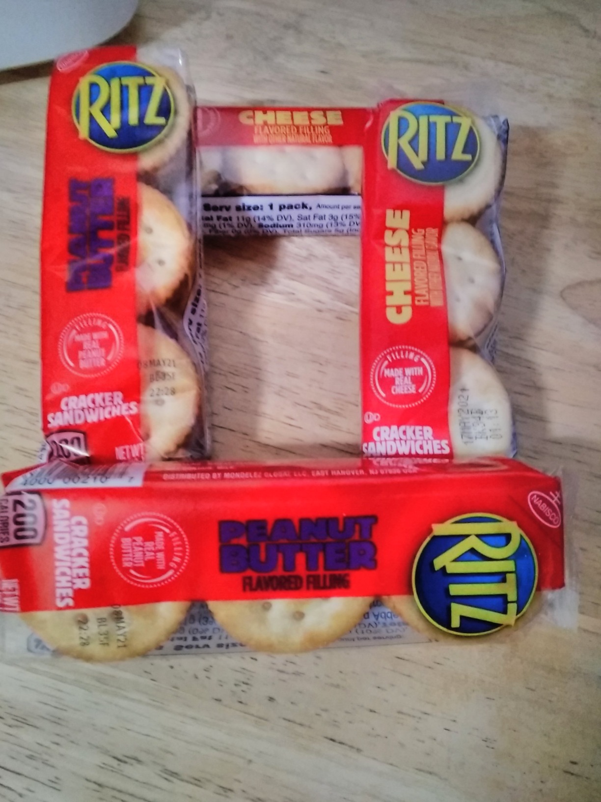 RITZ Peanut Butter Sandwich Cracker Snacks and Cheese Sandwich Crackers, Snack Crackers Variety Pack, 32 Snack Packs photo review