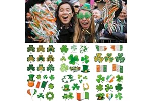 CUTELIILI St. Patrick's Day Temporary Tattoos for Face 100+pcs,Party Favours Lucky Shamrock tattoo Irish Flag tattoo 12 sheets