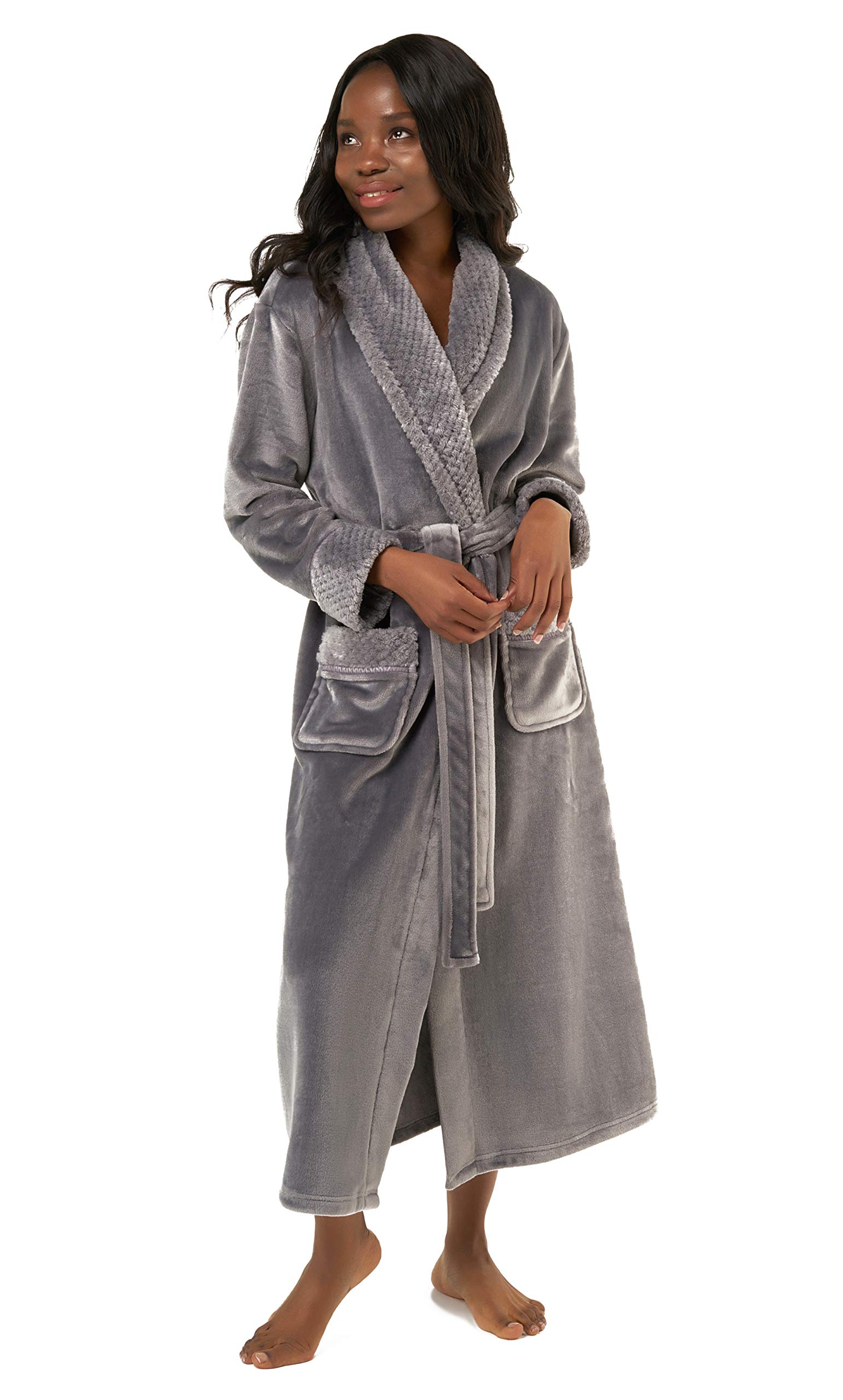 Turquaz Plush Robes For Women, Soft Warm Fleece Bathrobe for Women, Long Comfy Women