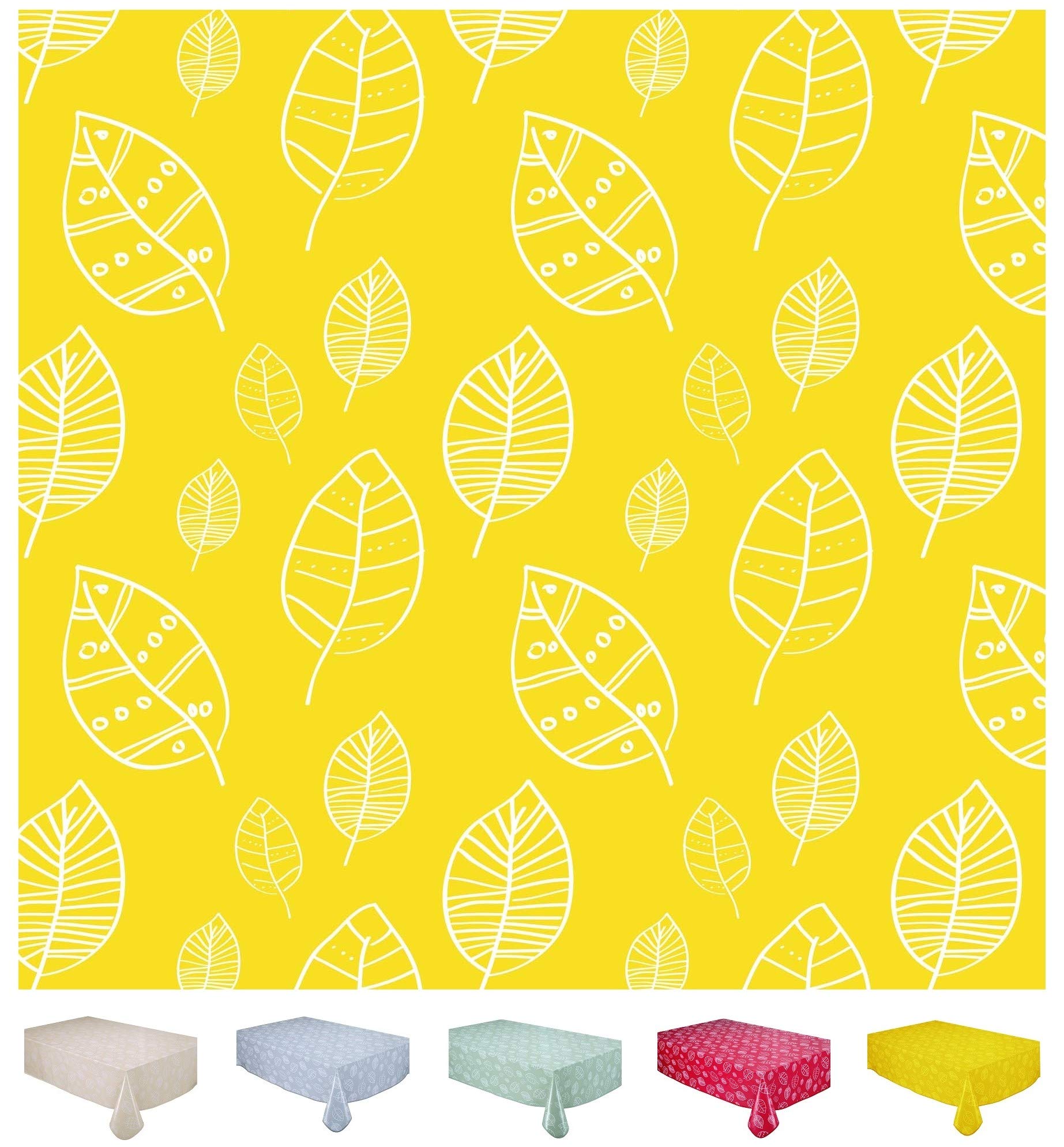 Home Direct Rectangular Oilcloth PVC Wipe Clean Tablecloth 140cm x 200cm 55x78 Leaves Yellow