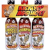 Kick Yo' As Hot Sauce Bottles Gift Set - Ghost Pepper, Scorpion and Carolina Reaper Hot Sauces - Try if you dare! – Perfect Stocking Stuffers or Christmas Gifts for the Hot Sauce Fan