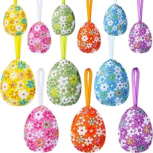 Easter Eggs Ornaments Easter Egg Tree Hanging Decorations Easter Fabric Soft Decorations for Easter Party Table Shelf Festival Decorations, 6 Styles (Attractive Color, 12)