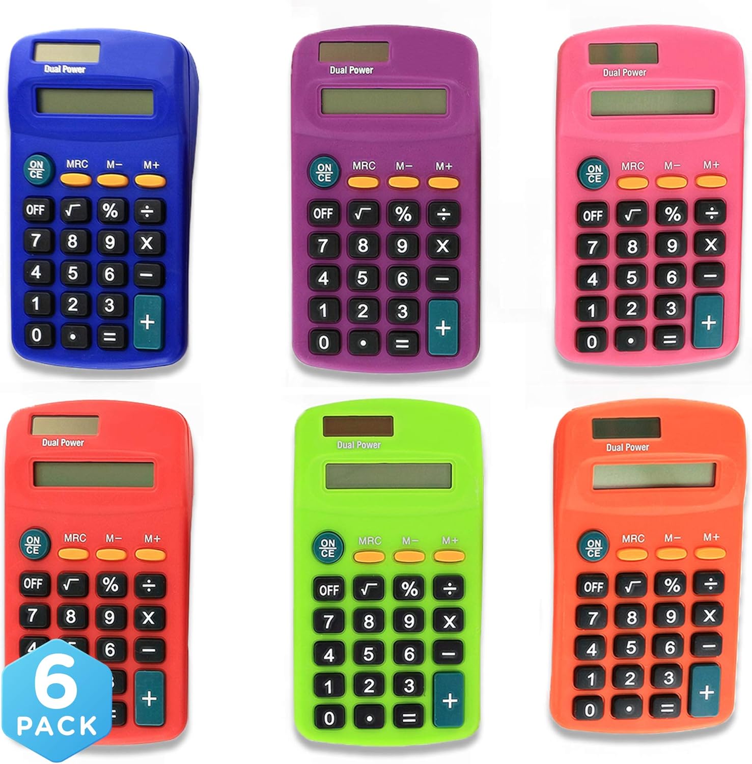 Pocket Size Calculator 8 Digit, Dual Power, Large LCD Display, School