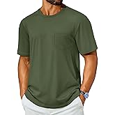 Cotrasen Mens T-Shirts Cotton Short Sleeve Pocket Tee Shirt Casual Crew Neck Moisture Wicking Soft Basic T Shirts
