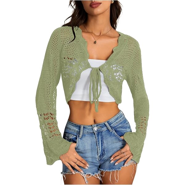 Verdusa Women's Open Front Knit Shrug - Lightweight Crop Cardigan Bolero - View #10