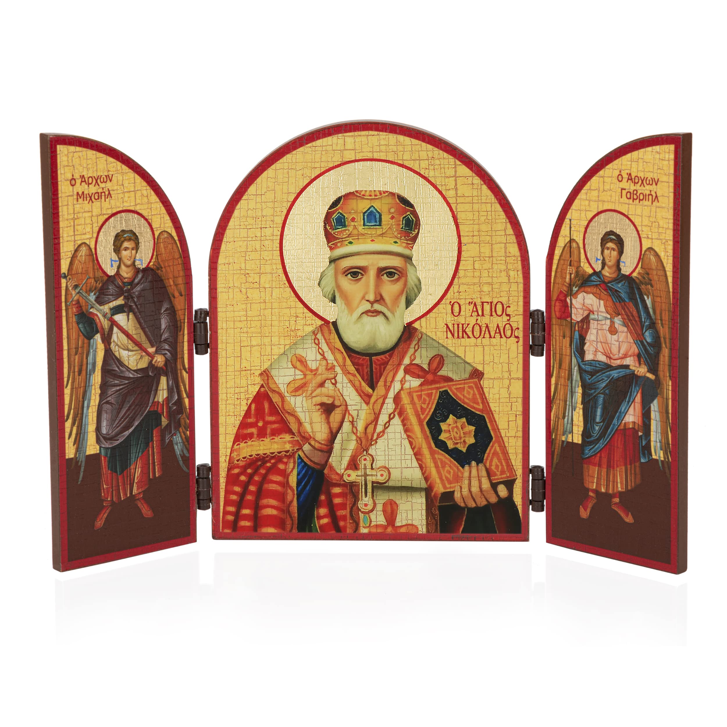 NKlaus Saint Nicholas of Myra Triptych Wooden Icon 25 x 16 cm Christian 11317