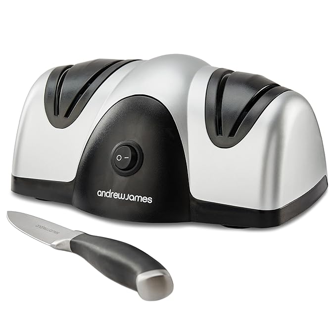 Andrew James Electric Knife Sharpener for Knives 2 Stage Sharpener with 2 Grinding Wheels to