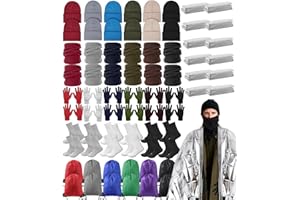 72 Pcs Homeless Care Supplies Bulk Emergency Blankets Winter Gloves Beanies Neck Warmers Unisex Socks Drawstring Bags (Multic