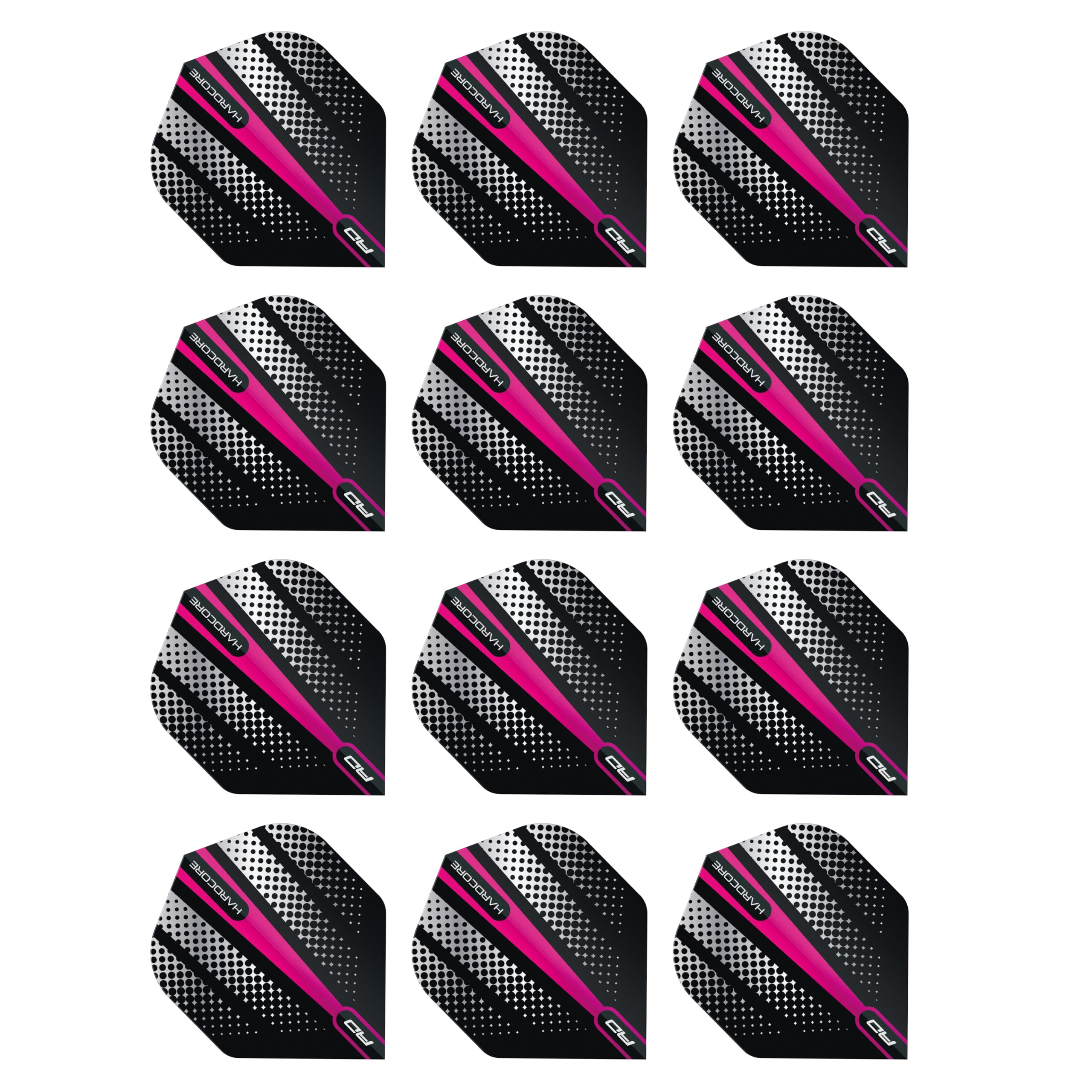 RED DRAGON Hardcore Radical Pink Flash Dart Flights - 4 sets Per Pack (12 Dart Flights in total)