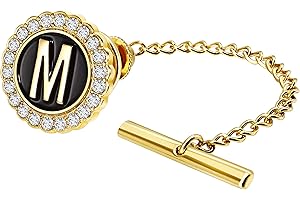 HAWSON Gold Cufflinks and Tie Tack for Men, Gold Cufflinks Crystal with Lapel Pins for Men's Women Set, Tie Tack with Chain on Tie Wedding Business Accessories