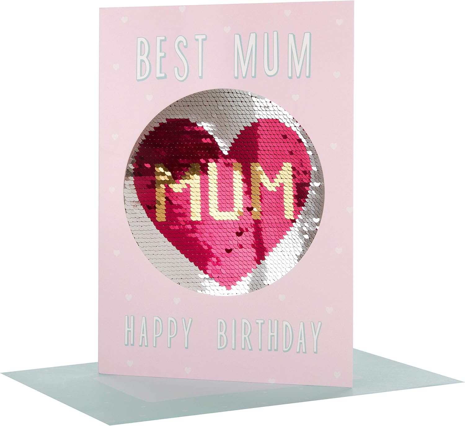 Hallmark Reversible Sequin Mum Birthday Card 'With Love' - Medium, Reversible Sequins, 22.8cm x 15.9cm