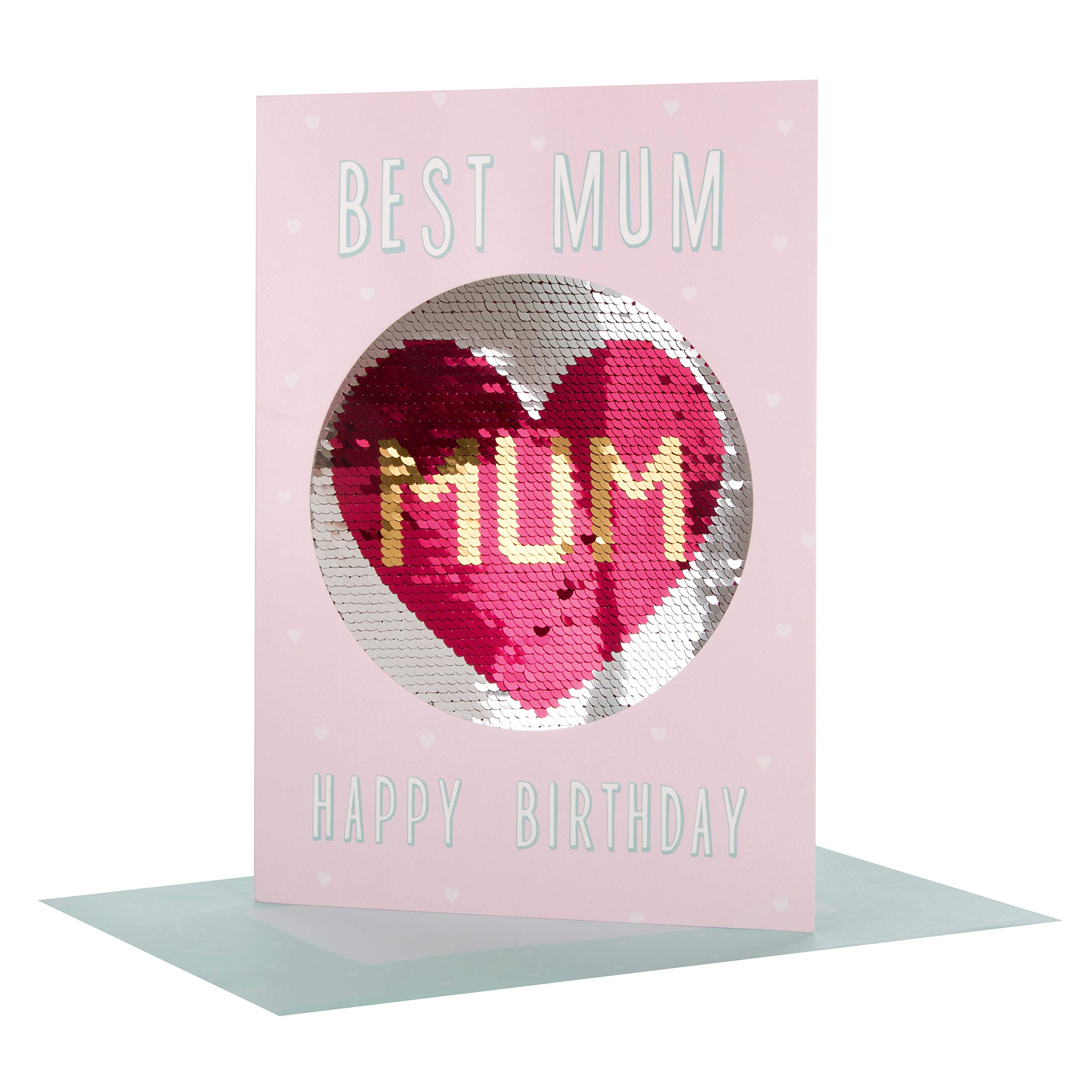 Hallmark Reversible Sequin Mum Birthday Card 'With Love' - Medium