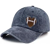 Football Heart Hat for Men Women, Adjustable Cotton Embroidered Heart Football Baseball Cap