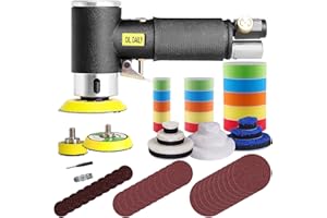 ROIKETU 56pcs 1/2/3inch Mini Air Sander,Random Orbital Air Sander Kit,Mini Pneumatic Sander for auto sanding tools kits with 1/2/3inch Polishing Sponge & Wool Pads Sandpapers