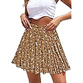CYiNu Short Skirt for Women Summer Boho Flowy Chiffon Elastic High Waisted A Line Tiered Pleated Mini Skirt