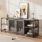 IDEALHOUSE Farmhouse TV Stand for 65/75 inches TVs, Entertainment Center with Storage Cabinet, Industrial Media Console Cabinet Table, Living Room Media Furniture, Rustic Oak