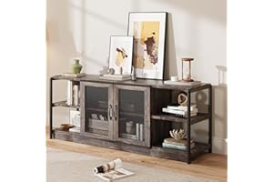 IDEALHOUSE Farmhouse TV Stand for 65/75 inches TVs, Entertainment Center with Storage Cabinet, Industrial Media Console Cabinet Table, Living Room Media Furniture, Rustic Oak