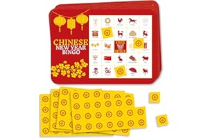 Big Dot of Happiness Chinese New Year - Bingo Cards and Markers - Lunar New Year Party Bingo Game - Set of 18