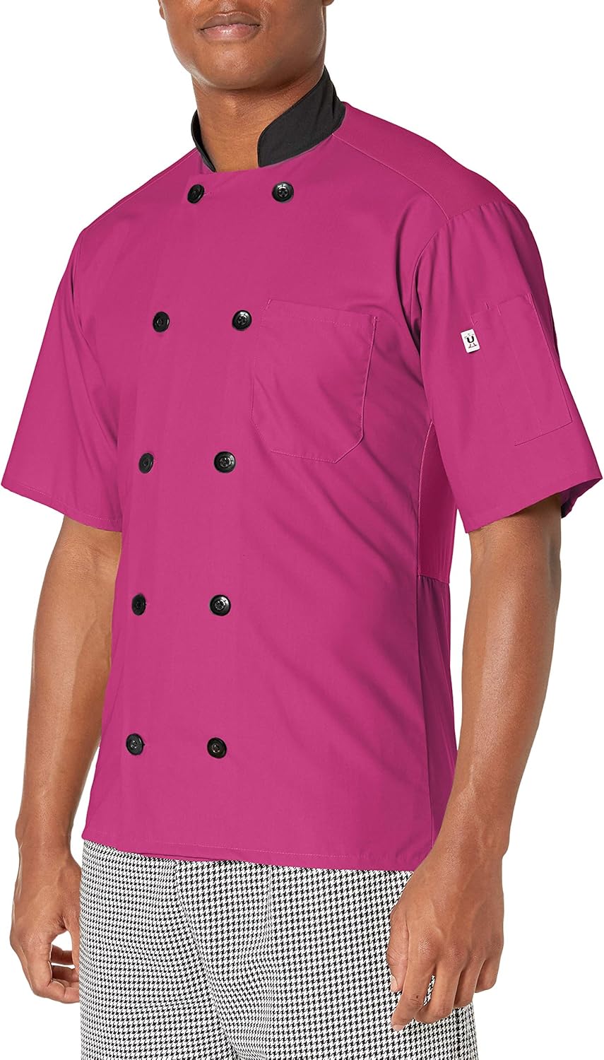Uncommon Threads Women's Havana Chef Coat Ss Mesh Blk TRM: Clothing