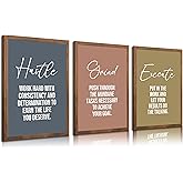 3pcs Inspirational Quotes Canvas Wall Art Hustle Execute Success Quotes Posters Prints Uplifting Motivational Positive Office Wall Decor Pictures for Living Room Bedroom Man Cave Decorations unframed