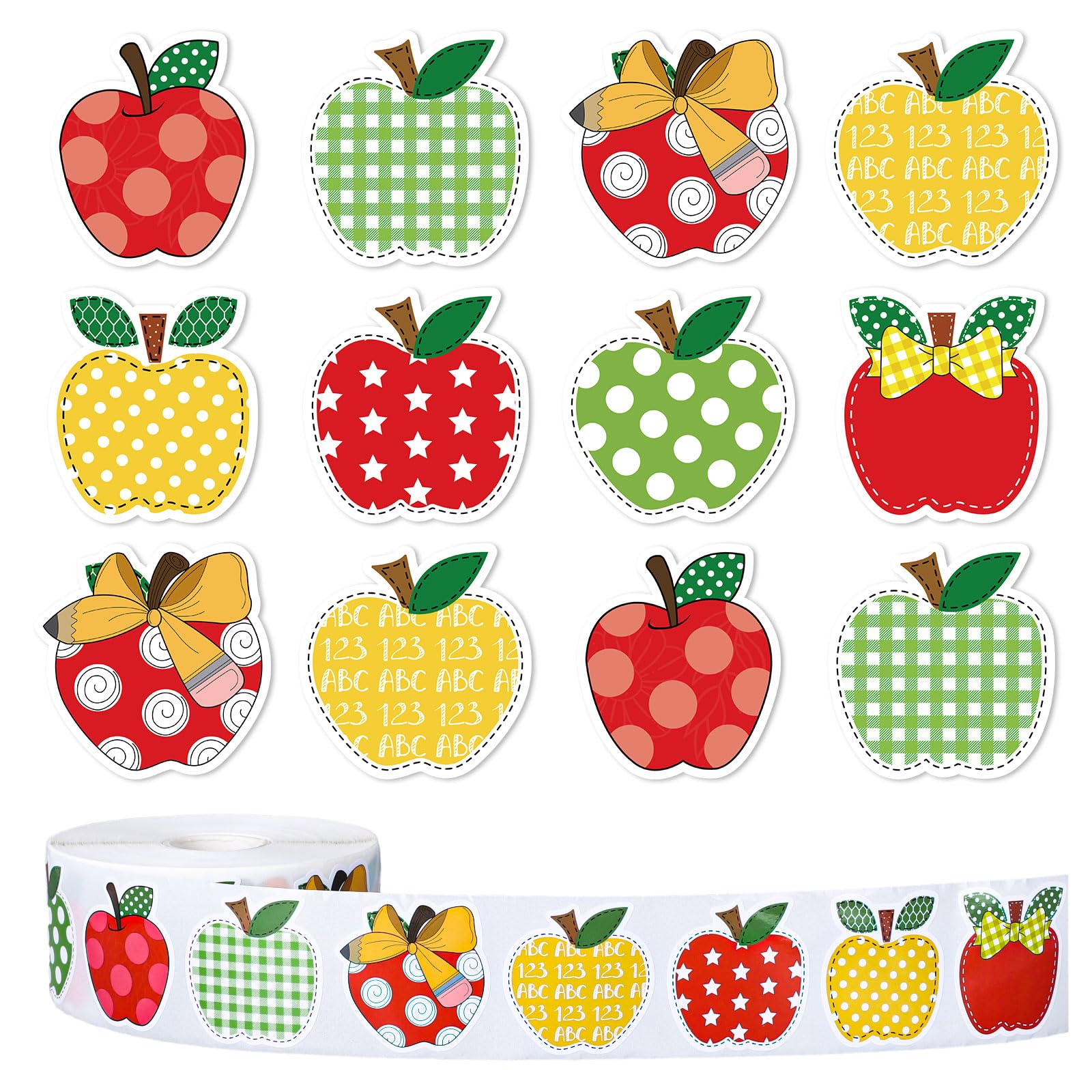 Mua 1000Pcs Back to School Stickers Roll Apple Shape Paper Decals 8 ...