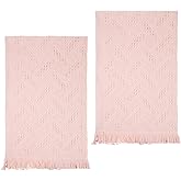 Yuomeaz 2 Pcs Pink Bathroom Hand Towels, 29 X 13 Inch Soft Cotton Light Pink Decorative Towels, Cute Boho Blush Pinks Face Towel for Bathroom, Hotel, Spa Decorative Cleaning Towel
