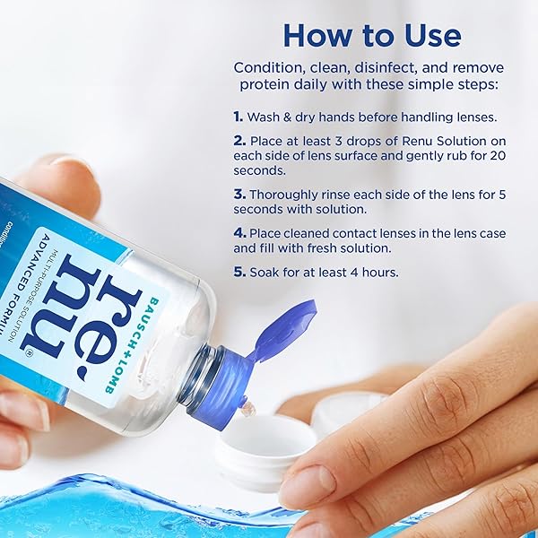 RENU CONTACT LENS SOLUTION ADVANCED FORMULA MULTIPURPOSE LENS CLEANER FOR EYE CONTACTS, CLEANING, MOISTURIZING AND DISINFECTING CARE FOR SOFT & SILICON HYDROGEL LENSES, 12 FL OZ (PACK OF 2)