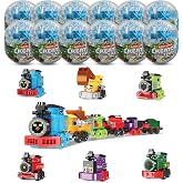 LEBOCADO Mini Building Block Sets, 12PCS Vehicle Train Toys Building Blocks, 6 in 1 STEM Toys Eggs Building Sets, Party Favors for Kids Goodie Bags Prizes/Birthday Gifts