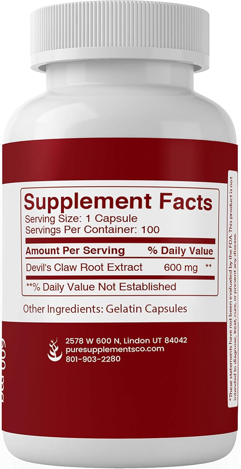 Devil’s Claw Root Extract, Non-GMO, Gluten-Free, Lab-Tested for Purity, Potent, Made in The USA, No Stearates or Rice Fillers, Satisfaction Guaranteed (600 mg): Health & Personal Care
