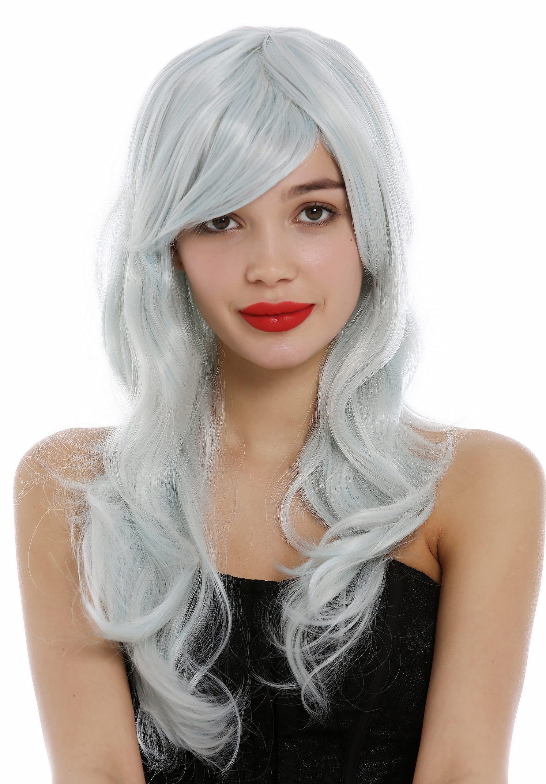 WIG ME UP - GF-W2647-G79 Lady Quality Wig Cosplay long parted slightly wavy icy gray-ish light blue Fairy