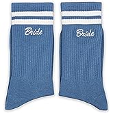 FUQWZ Blue Striped Athletic Crew Socks for Bride to Be Gifts