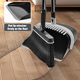 JEHONN Long Handled Dustpan and Brush Set 138 cm Swivel Broom Black Gray view 4