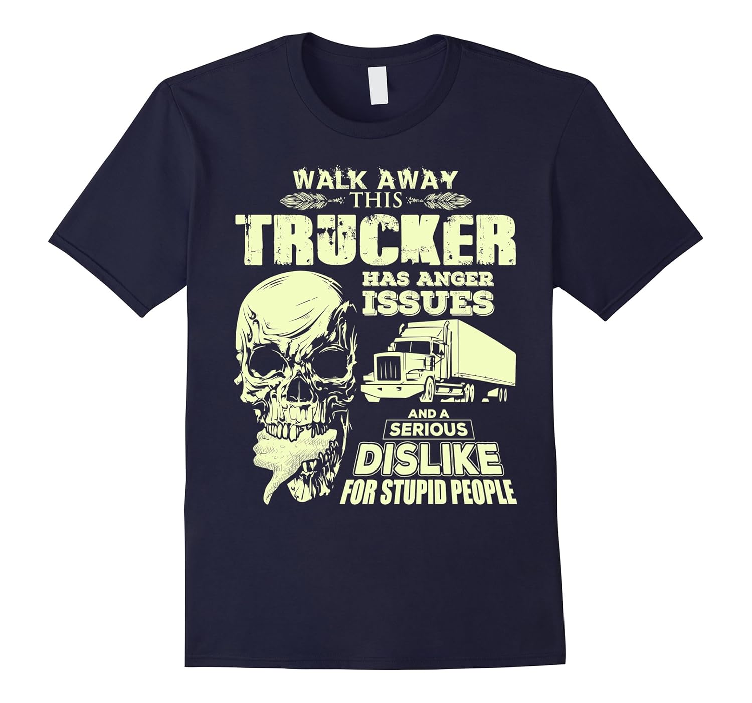 Mens Funny Trucker T-Shirt Skull Graphic Trucker Gift Tee-ANZ