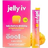 Fast Morning Relief Supplement Stick by Jelly IV - Natural Electrolytes & Liver Support Recovery - Nausea Reducing DHM - B Vitamins - Plant-Based Flavored Jelly Sticks - 15 Pack