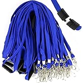 Ollain 25 Pack Breakaway Lanyard with J-Hook Bulk Flat Lanyards for Name tag ID Badges (Blue, Breakaway 25 Pack)