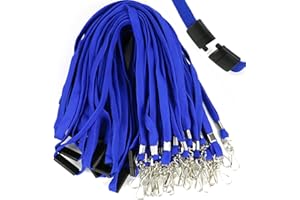 Ollain 25 Pack Breakaway Lanyard with J-Hook Bulk Flat Lanyards for Name tag ID Badges (Blue, Breakaway 25 Pack)