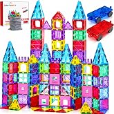 HAPPYMATY Antibacterial Magnetic Tiles, 106PCS 3D STEM Building Blocks Set | Bacteria Resistant, EPA-registered, Toddler-Safe, Strong Magnet, Preschool Education Construction Toy, Clean Play for Kids 3+
