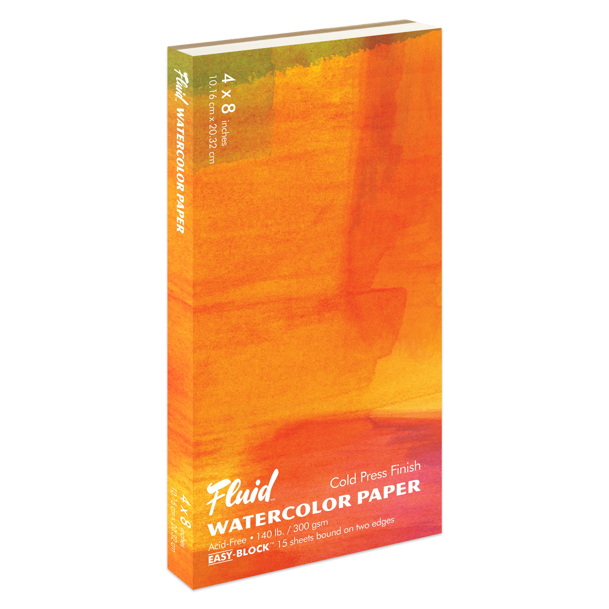 Fluid Watercolor Paper 880048 140LB Cold Press 4 x 8 Block, 15 Sheets