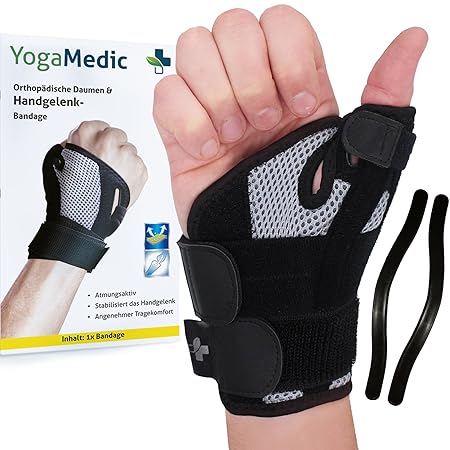 YOGAMEDIC Daumenbandage Daumenschiene rechts & links - Zufriedenheitsgarantie - Stabilisierende Schiene für Entlastung des Ha